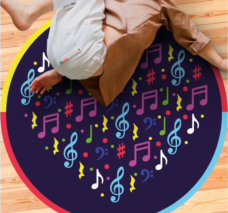 Musical Note Heart teen vinyl rug - TenStickers