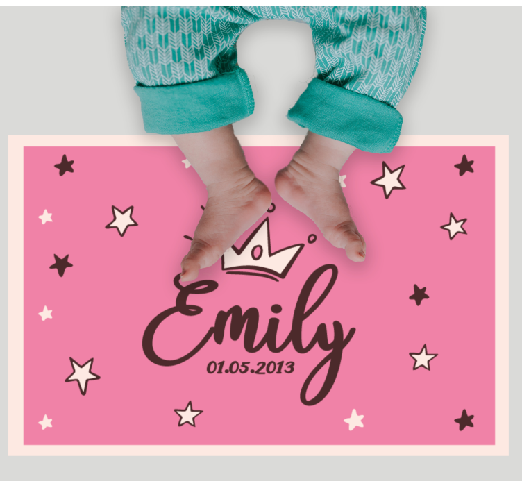 Customizable name and date with crown mat - TenStickers