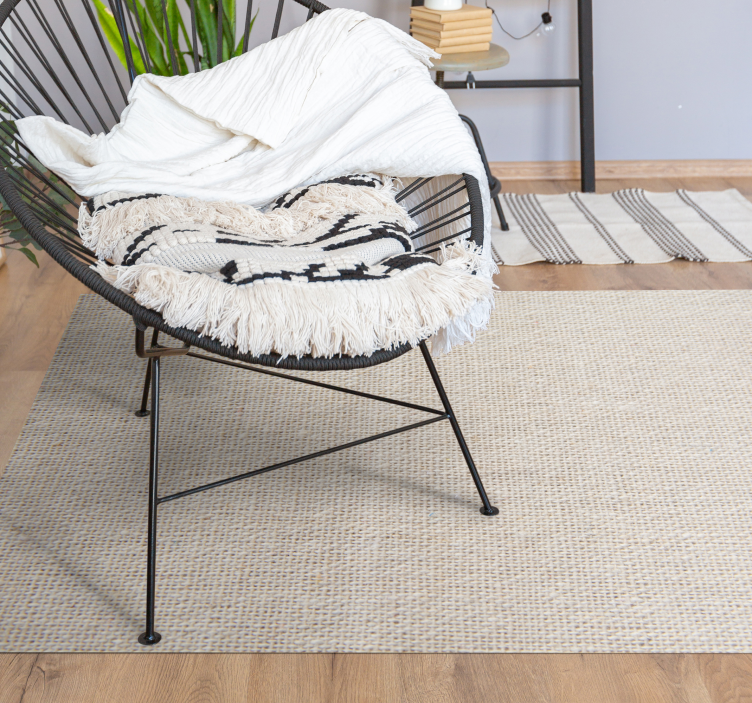 Natural beige cotton texture nordic vinyl rug - TenStickers