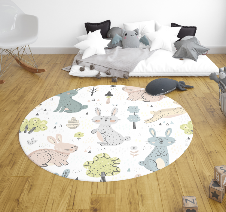 Gorgeous kids vinyl rug with nice bunnies - TenStickers