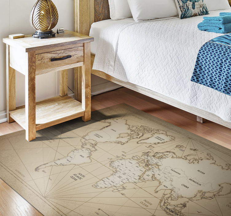 Nineteenth-century style world map rug - TenStickers