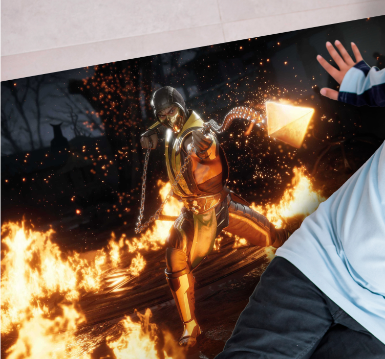 Ninja Fire design teen vinyl rug - TenStickers