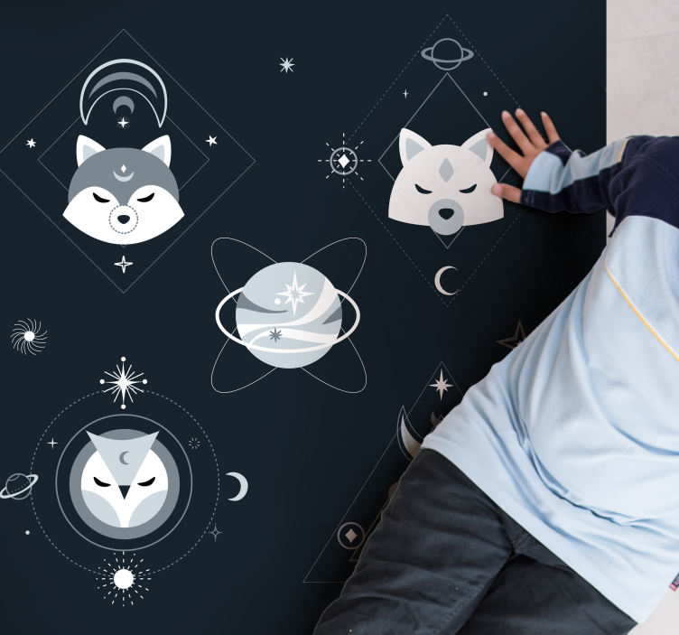 Nordic animals cosmic kids vinyl rug - TenStickers