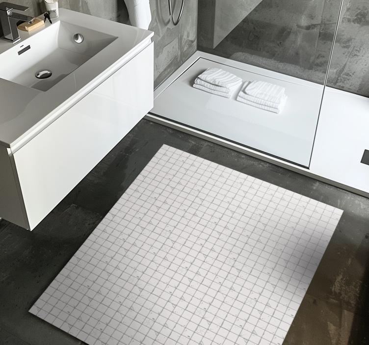Old White Tile Wall bathroom vinyl rug - TenStickers
