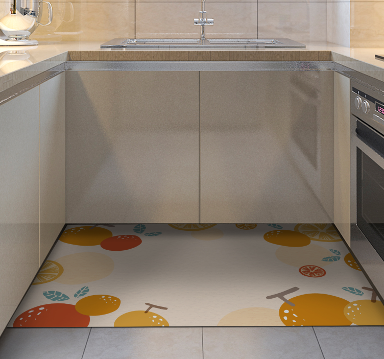 orange fruit kitchen floor tiles - TenStickers