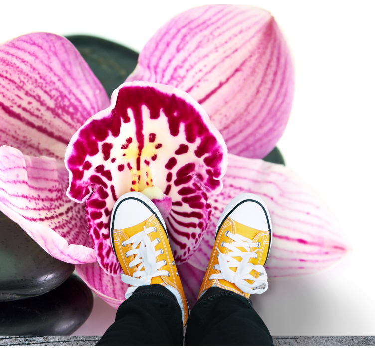 Orchid and Stones floral vinyl rug - TenStickers