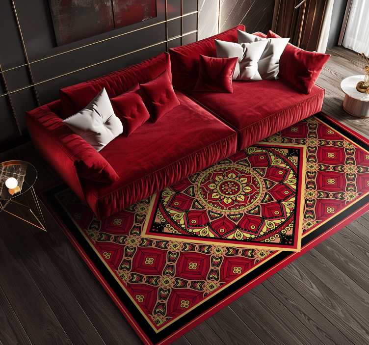 Ornamental classic design red vinyl rug - TenStickers