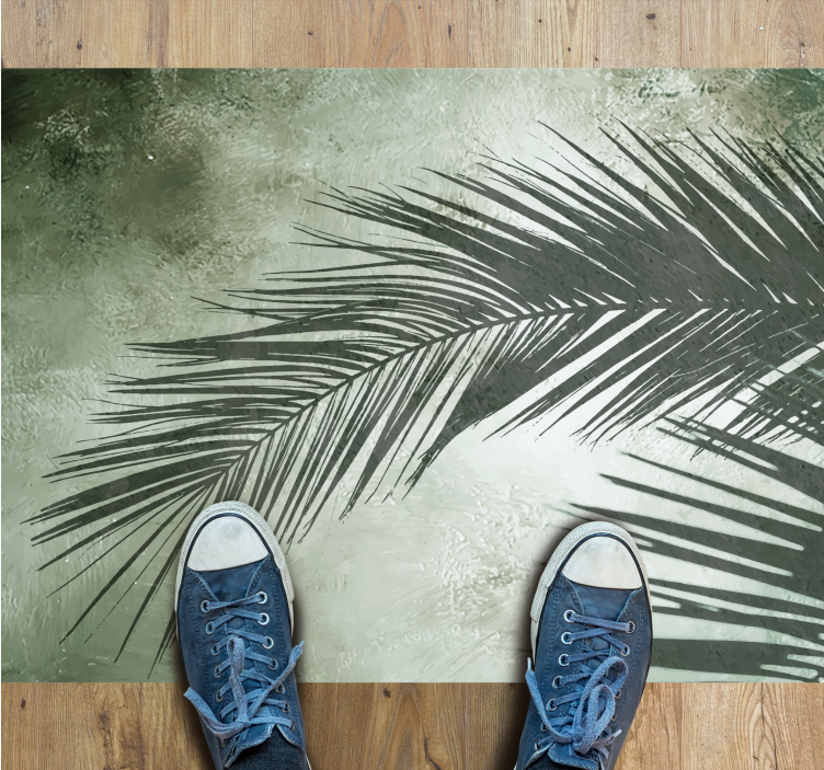 Palm leaf elegance floral vinyl rug - TenStickers