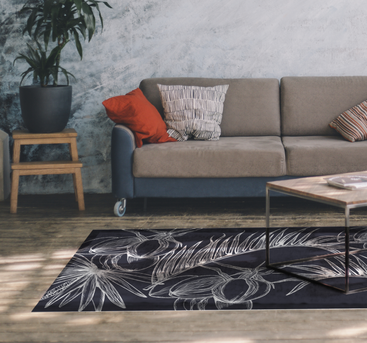 Palm leaves vinyl living room rug - TenStickers