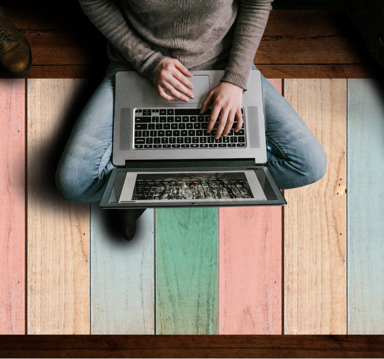 Pastel Plank Surface wood effect vinyl rug - TenStickers