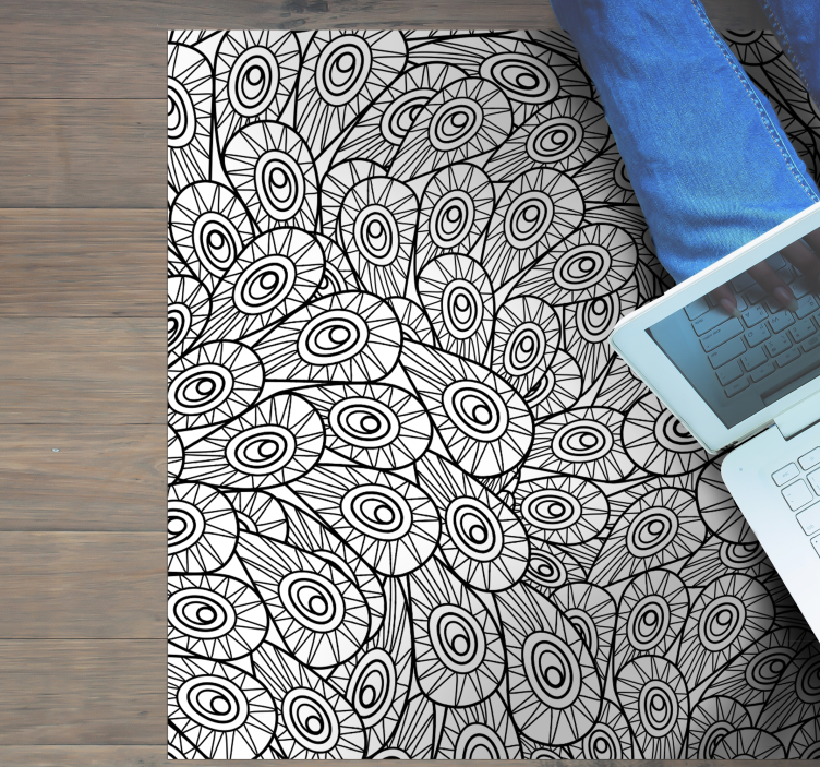 Peacock Feather Pattern mandala vinyl rug - TenStickers