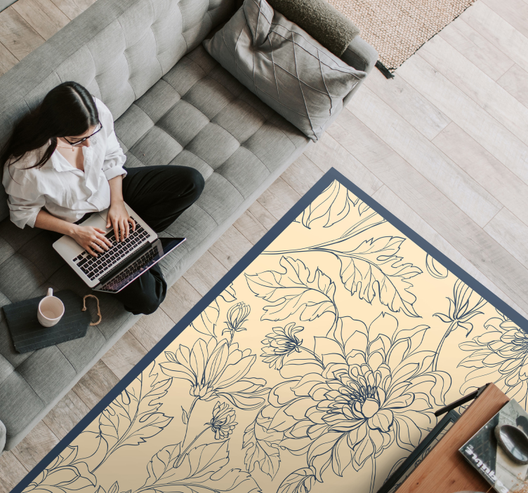 Peony different type  pattern floral rug - TenStickers