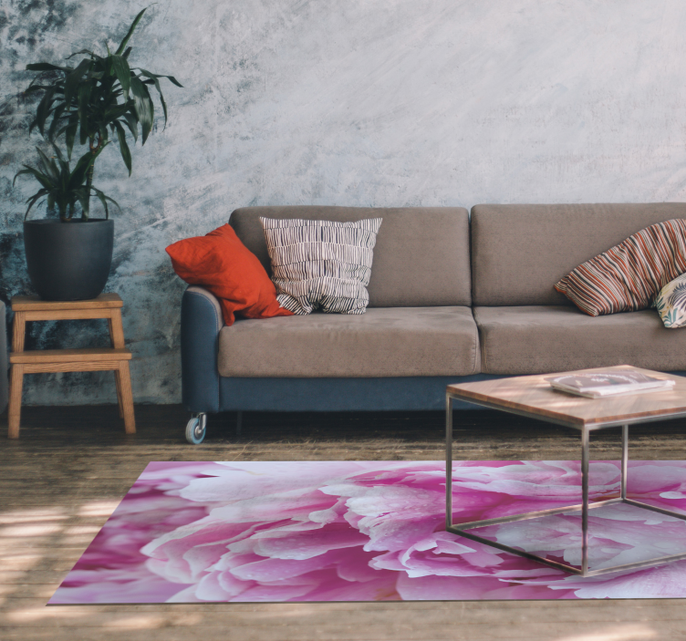 Peony purple background floral rug - TenStickers