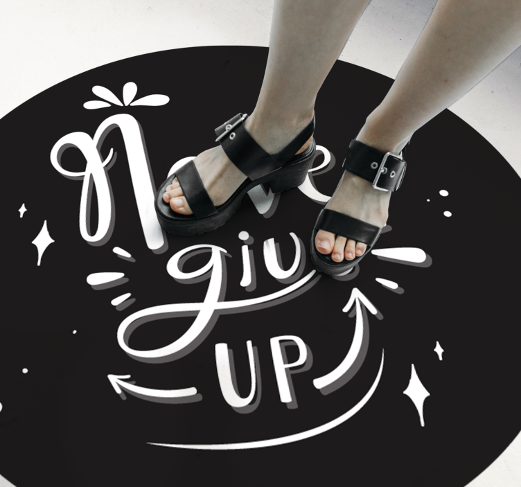 Custom rug black design never give up - TenStickers