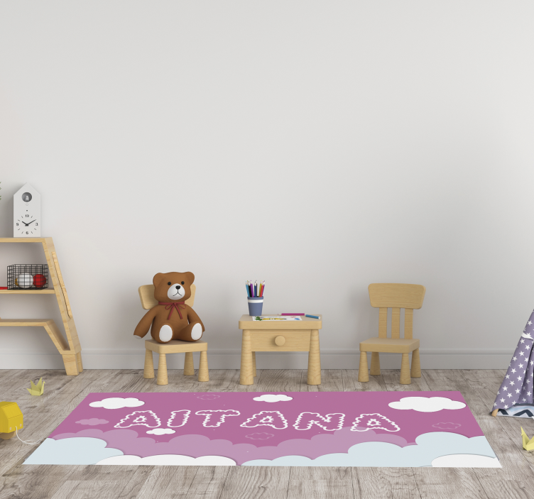 personalizable pink sky babies vinyl rug - TenStickers