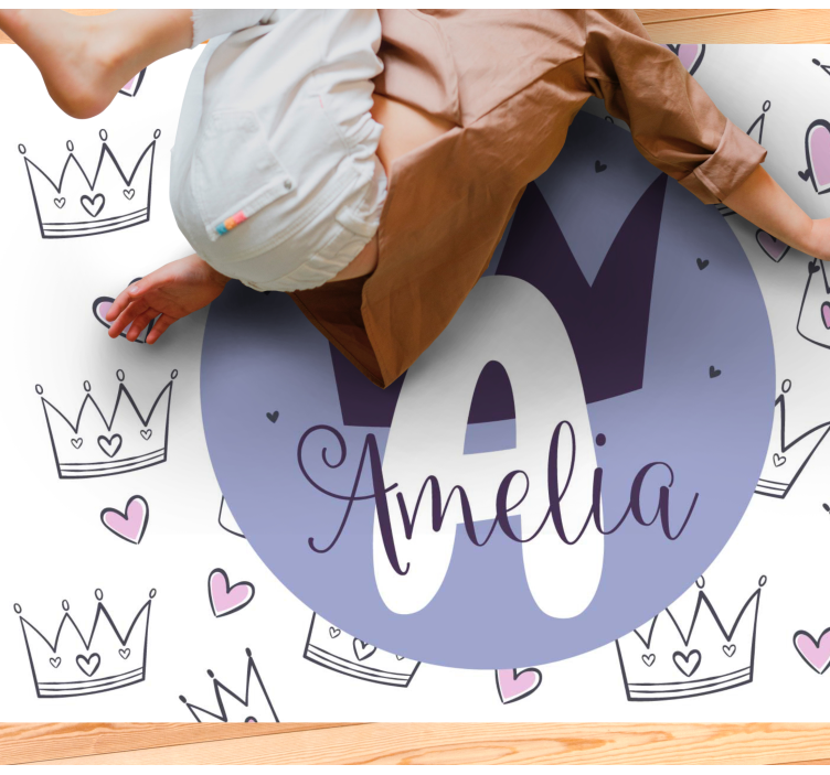 Personalized crown print kids vinyl rug - TenStickers