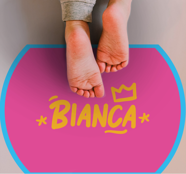 Blue bordered rug with name custom vinyl rug - TenStickers