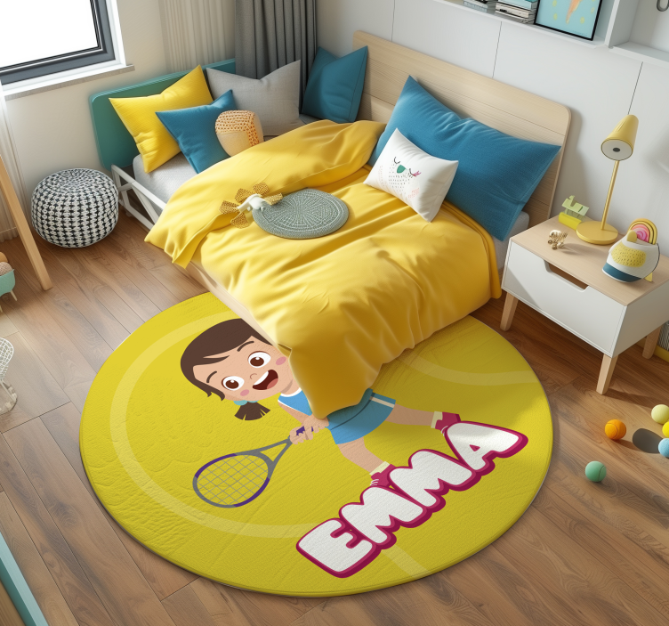 Personalized Tennis custom vinyl rug - TenStickers