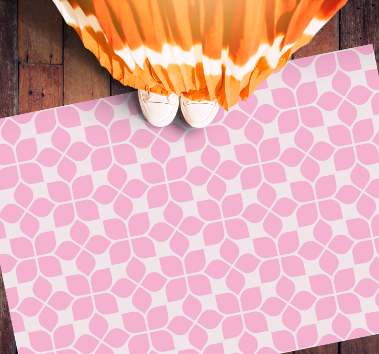 Pink Floral Tile mosaic vinyl rug - TenStickers