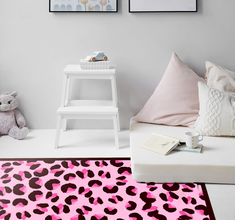 Pink Leopard Pattern animal print vinyl rug - TenStickers