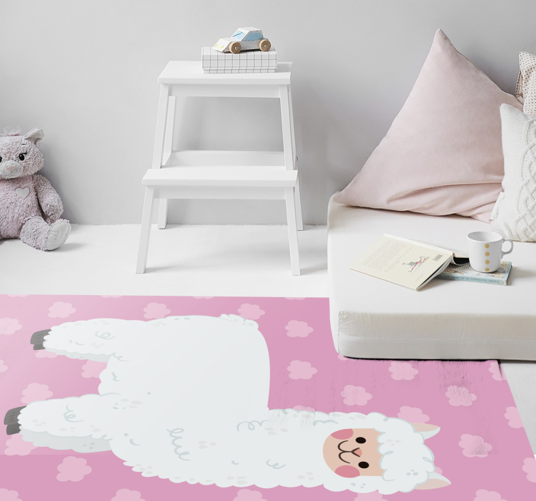 Pink nordic llama kids vinyl rug - TenStickers