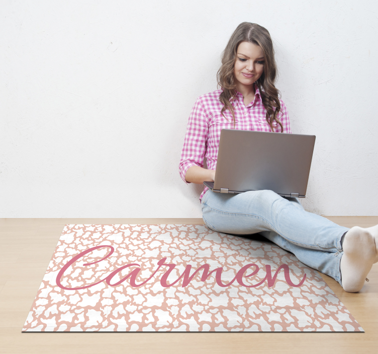 Pink personnalised animal print vinyl rug - TenStickers