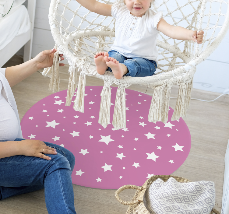 Pink Stars kids vinyl rug - TenStickers