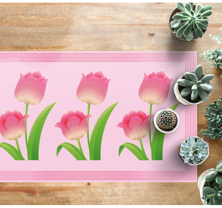 Pink Tulip Display floral vinyl rug - TenStickers