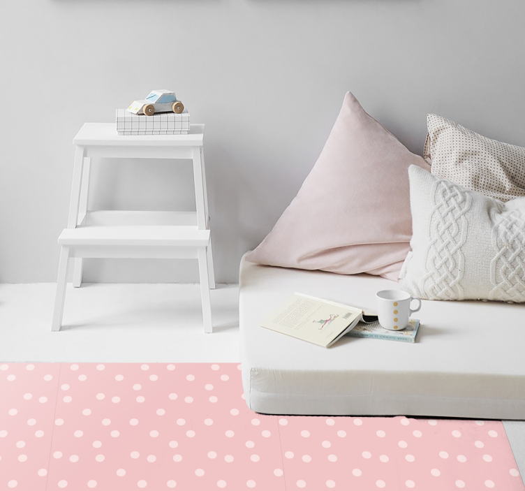 Pink with white dots teen vinyl rug - TenStickers