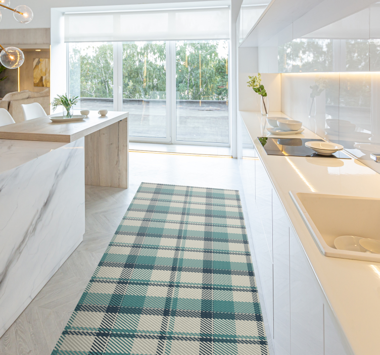 Plaid arrangement kitchen vinyl rug - TenStickers
