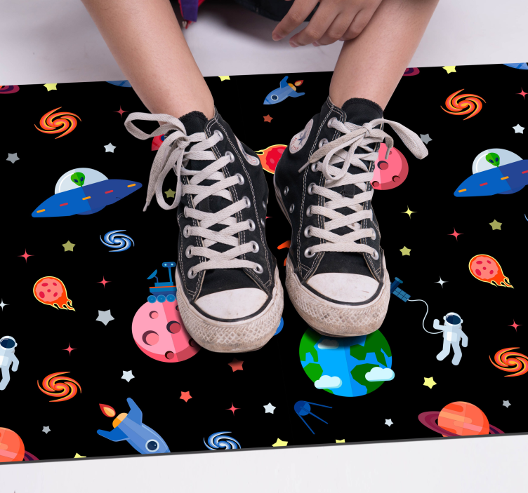 Planets and galaxy star vinyl rug - TenStickers