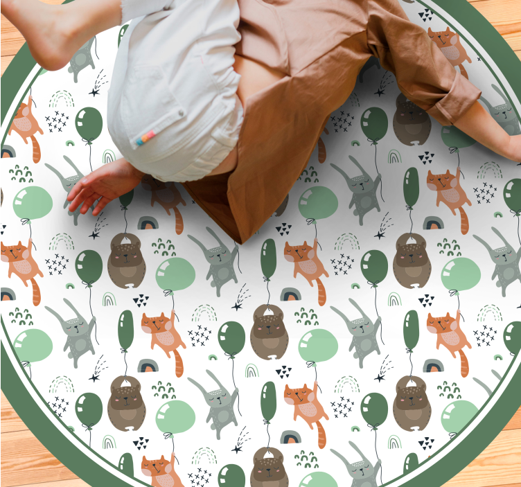 Playful Animal Balloons kids vinyl rug - TenStickers