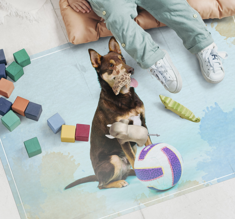 Playful Canine Companion animal vinyl rug - TenStickers