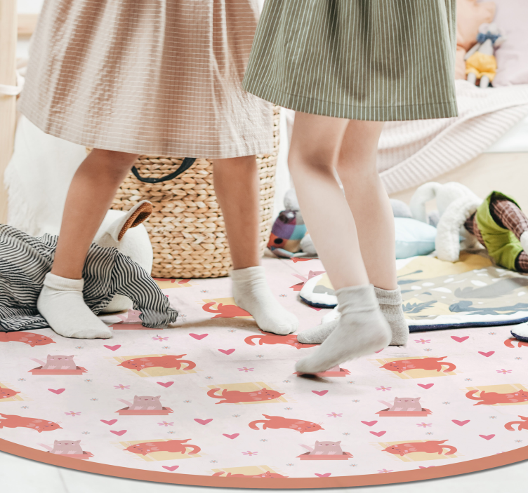 Playful Cat Motif nursery vinyl rug - TenStickers