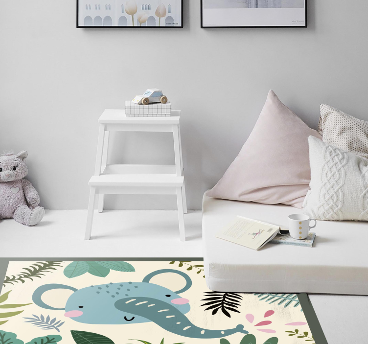 Elephant illustration nursery vinyl rug - TenStickers