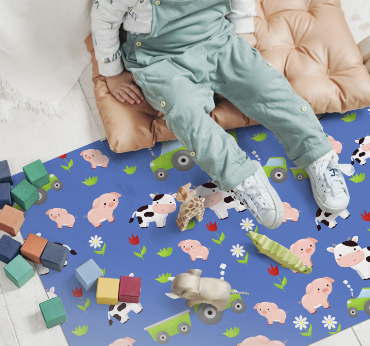 Playful Farmyard kids vinyl rug - TenStickers