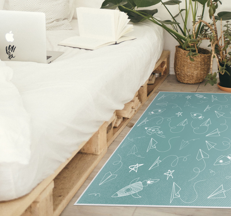 Playful Space Journey game vinyl rug - TenStickers