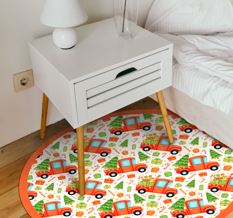 Playful Transport Circle kids vinyl rug - TenStickers