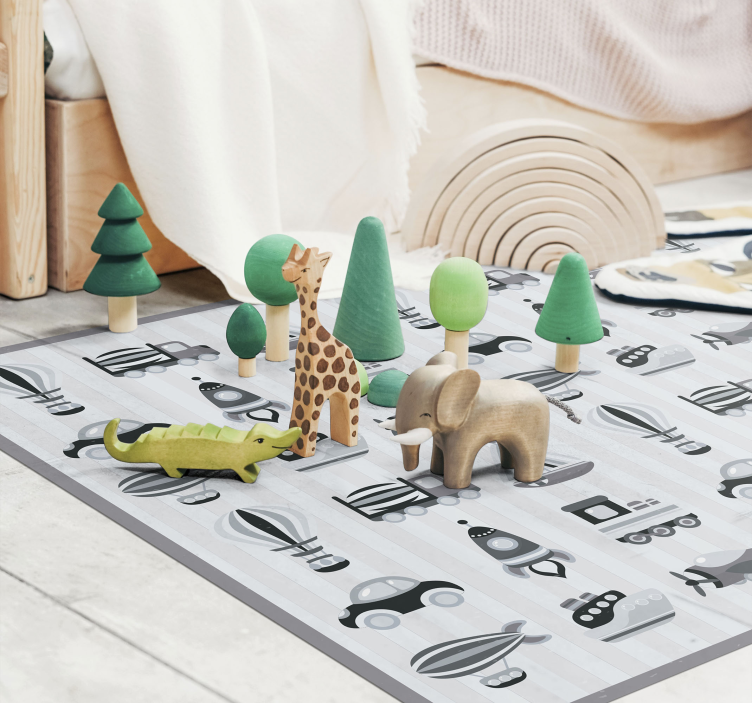 Playful Transport kids vinyl rug - TenStickers