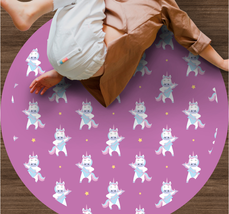 Playful Unicorns Pattern kids vinyl rug - TenStickers