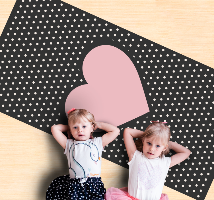 Polka Heart Accent kids rug - TenStickers