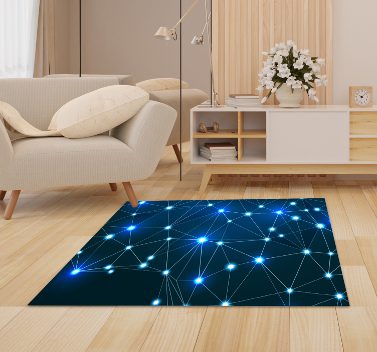 Wonderful polygonal twinkles map vinyl rug - TenStickers