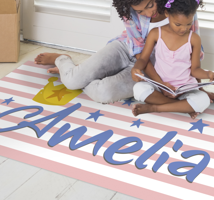 Custom crown and stars kids vinyl rug - TenStickers