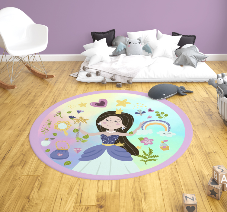 princess multicolor background kids vinyl rug - TenStickers