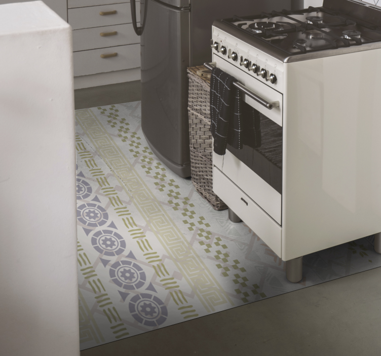 Puzzle stamp effect on beige  mosaic floor tiles - TenStickers