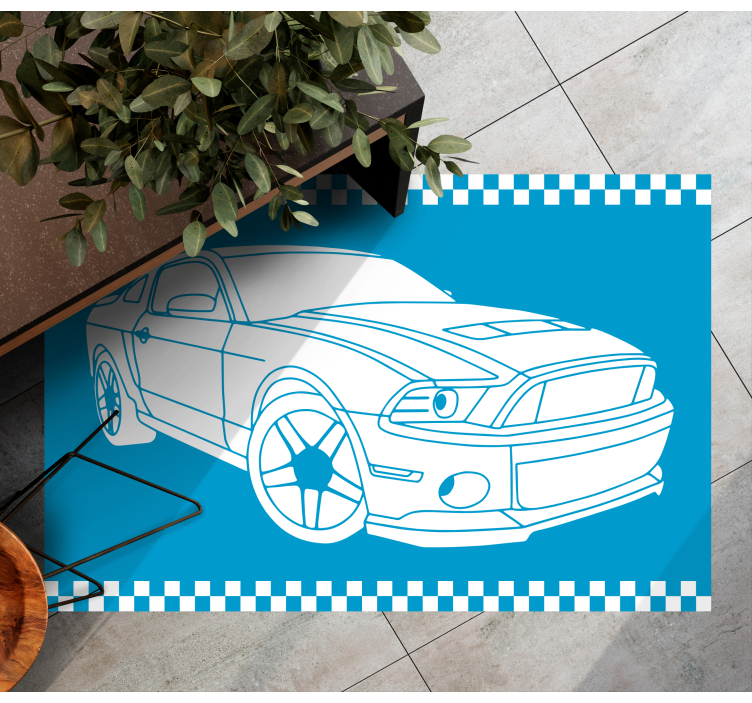 Racing Car Outline road vinyl rug - TenStickers