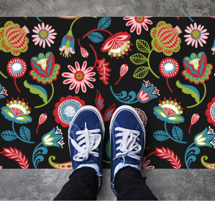 Colorful Botanical Inspiration floral vinyl rug - TenStickers