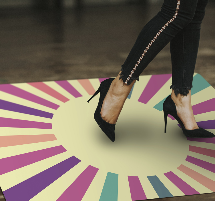 Radiating Lines Design geometric vinyl rug - TenStickers