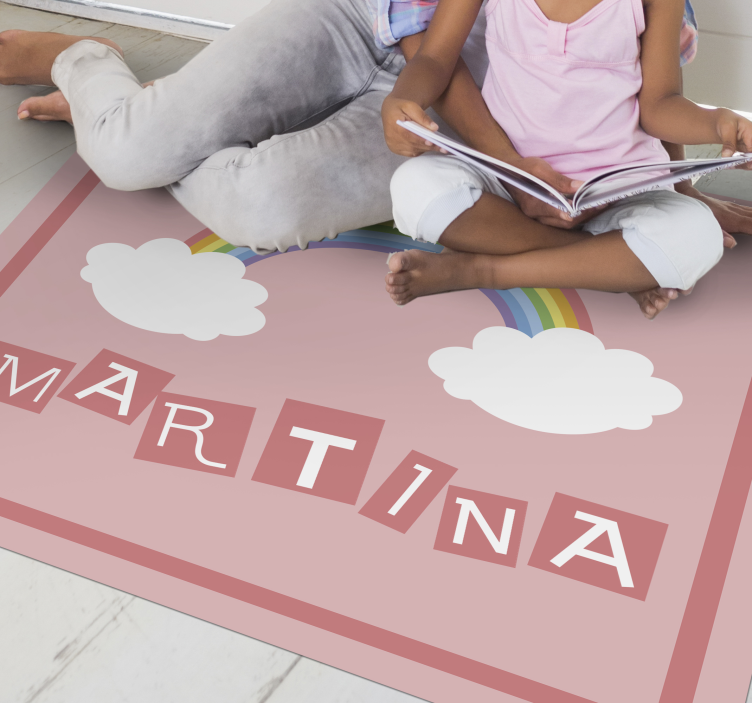 RAINBOW NAME DISPLAY custom vinyl rug - TenStickers