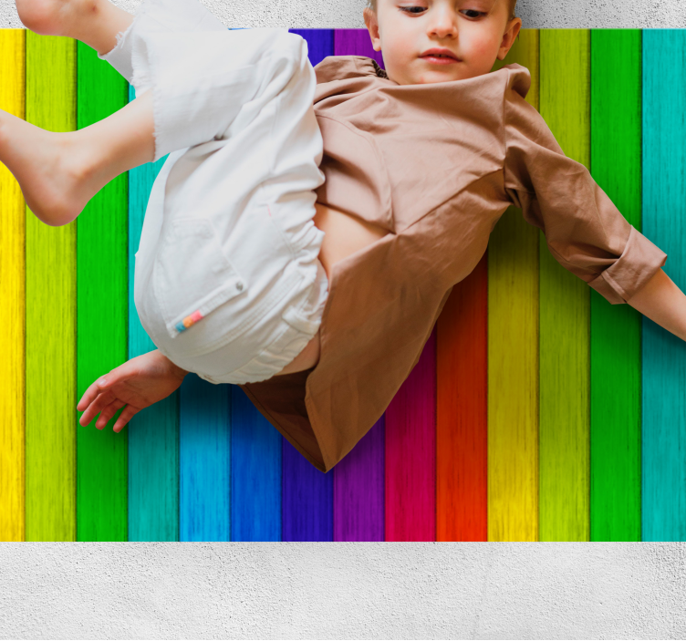 Realistic Rainbow Wooden teen vinyl rug - TenStickers